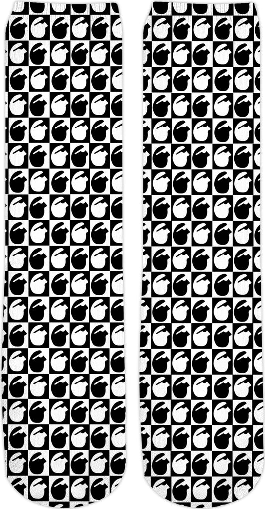 SUNNYDAYZE ALL OVER BLACK & WHITE CREW SOCKS